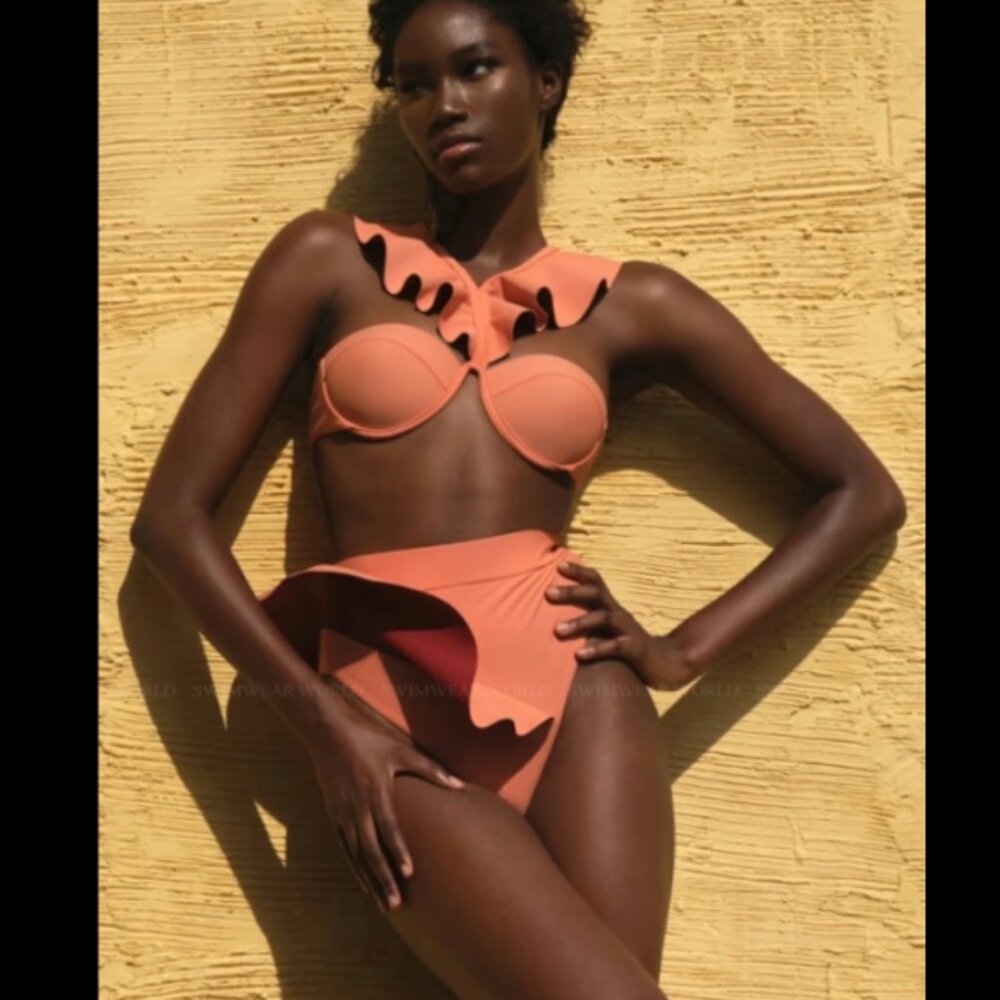 Andrea Iyamah Kiara High Rise Peach Bikini Top NWT